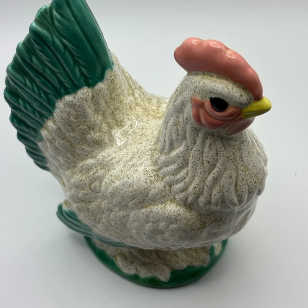 Vintage ceramic chicken figurine, approximately 7 inches tall